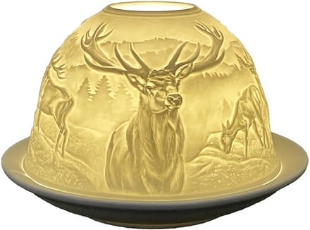 Clayre & Eef Waxinelichthouder Ø 12x8 cm Wit Porselein Hert