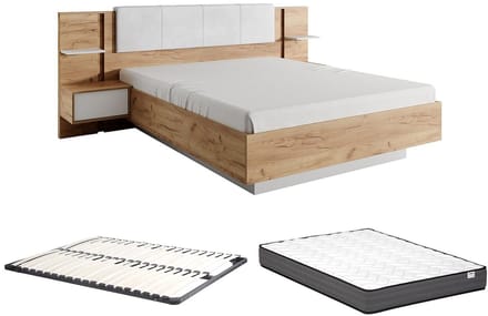 Vente-unique Bedframe fluweel natuurlijk licht, wit 160 x 200 cm