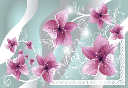 Fotobehang Flowers Floral Pattern | XL - 208cm x 146cm | 130g/m2 Vlies