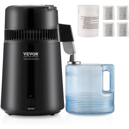 VEVOR Waterdestilleerder RVS Waterdestilleerder 4L Zwart