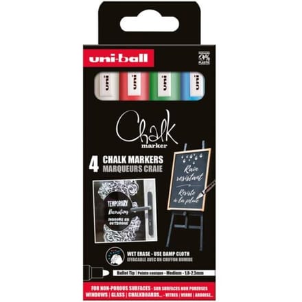 Pak met 4 krijtmarkers »uni Chalk PWE-5M Basic«