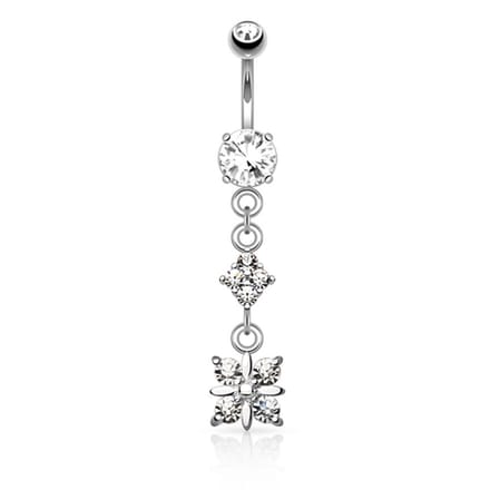 Navelpiercing diamant met hanger - zilver - LMPiercings