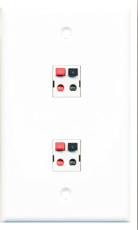 Wandplaat Luidspreker - Audio Aansluiting - Home Cinema - Tooless Aansluiting - 2 Poorts - Wit