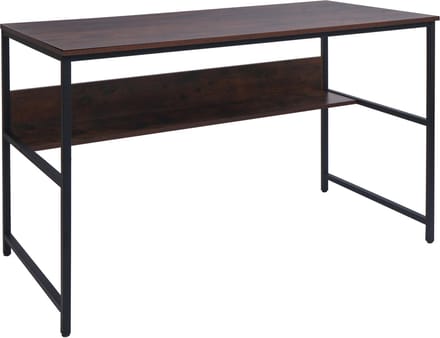 Bureau MCW-K80, bureau computer bureau werkblad, metaal MDF 120x60cm ~ bruin