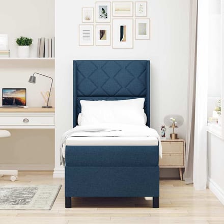 vidaXL - Boxspring - bed - met - kussen - met - hoofdeinde - Blauw - 200 - x - 80 - cm - Stof