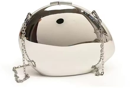 Hardcase clutch - Stijlvolle schoudertas - Telefoon - Make-up - Glanzend - Zilver