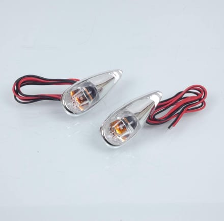 Replay transparant / chroom mini traan LED motorfiets knipperlicht Nieuw