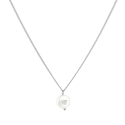Bijoutheek Ketting Parel Vlinder Zilver
