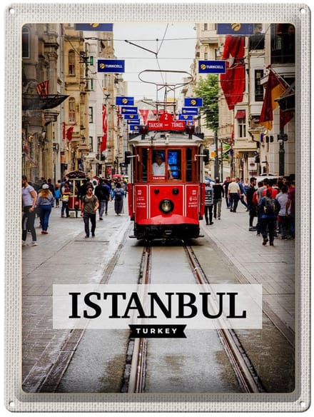 Blechschild Reise 30x40cm Istanbul Turkey Straßenbahn Reiseziel