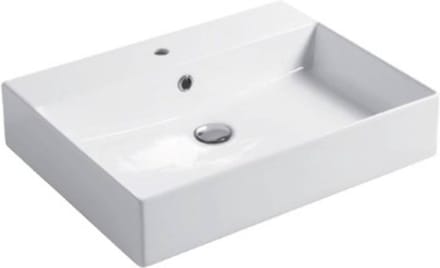 Saqu Square Wastafel 1 bak 1 krg 60x40x12 cm Glans Wit