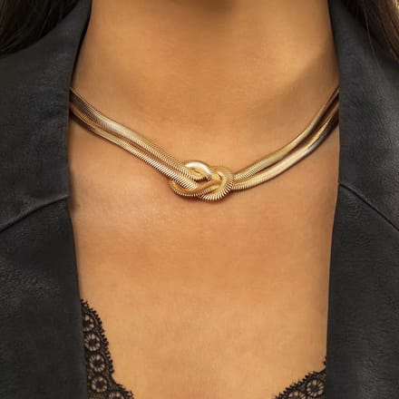 Soraro Gevlochten Ketting | Elegant | Goudkleurig | 10mm | Dames Ketting