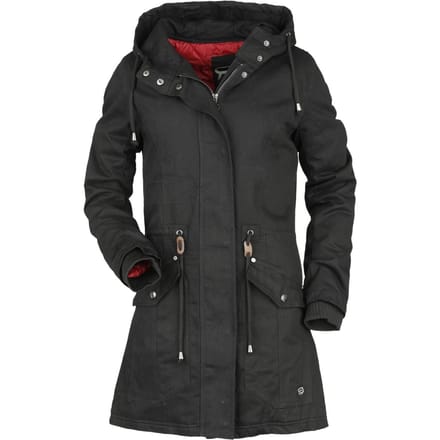 R.E.D. Rock-Engineered Design Zwarte winterjas met twee klepzakken - Dames - S