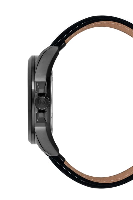 ORPHELIA OR71900 - Horloge - Leer - Zwart - 44 mm