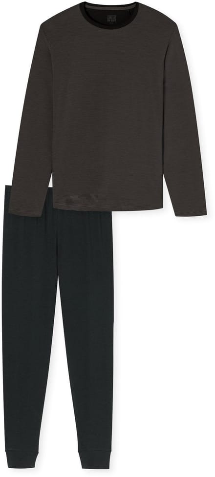 SCHIESSER Long Life Soft pyjamaset - heren pyjama lang modal manchetten gestreept taupe