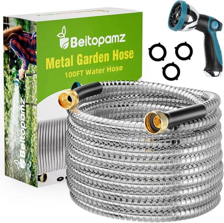 Flexibele Metalen Tuinslang 30 Meter - Kinkvrij & Lekkagevrij - Inclusief Sproeikop