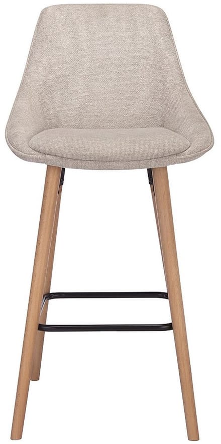 Vente-unique Set van 2 barkrukken in textuurstof en beukenhout - Beige - MASURIE