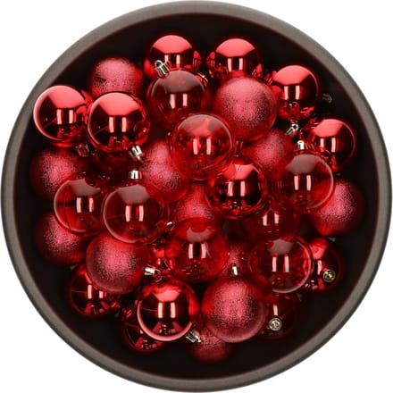 Decoris Kerstballen - 25x stuks - 6 cm - kunststof - rood - kerstversiering