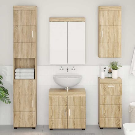 vidaXL - Badkamer - wandkast - TULUM - Sonoma - Eik - 37 - x - 24,5 - x - 86 - cm