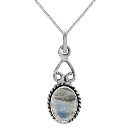 WeLoveSilver - zilveren ketting - labradoriet - omgekeerd hart