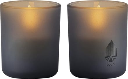 Uyuni Led kaars in Glas - 2 stuks - Grijs - 6 cm x 7 cm