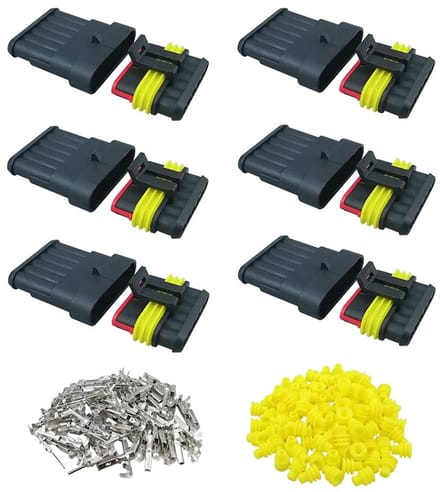 Auto Elektrische Connectoren - Stekke Socket Kit - Waterdichte Bedrading - IP65 Stofdicht - 6 Sets - Zwart