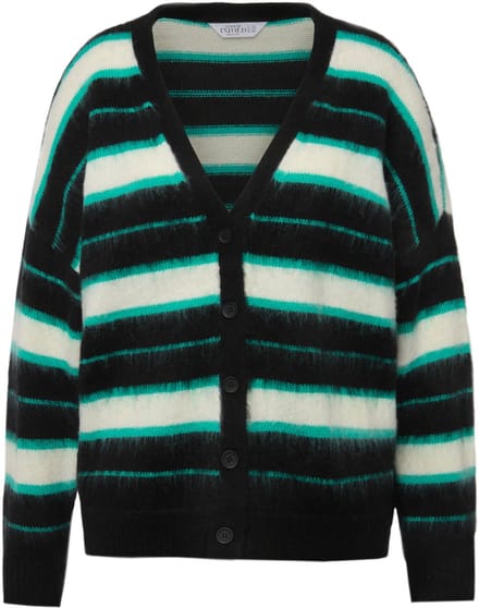 Studio Untold - Dames - Cardigan oversized strepen V-hals - Turkoois - Maat 46+