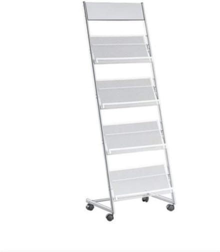 Brochurehouder Staand - Magazine Rek - Informatie Presenteren - Stevig Stalen Frame - 3-5 Vakken - Zilver