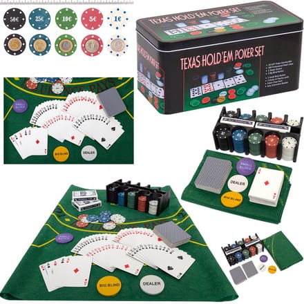Poker Set 200 Chips, Kaarten & Speelmat