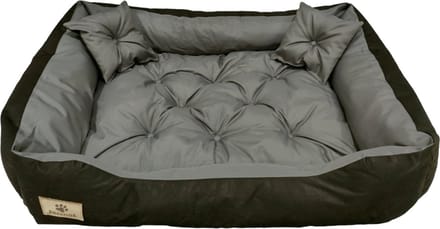 Kingdog - Honden- en kattenbed - Microvezel - 80x60 / 100x75 cm grijs-zwart