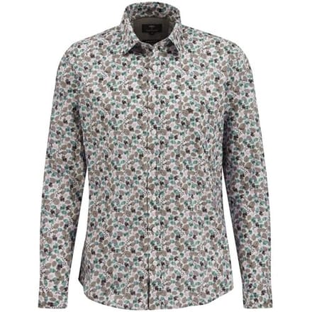 Fynch-Hatton Overhemd Allover Leaves Patternn Kent Collar Deep Forest / male