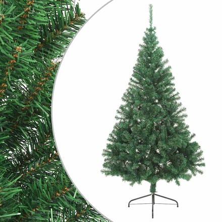 vidaXL - Kunstkerstboom - met - standaard - half - 210 - cm - PVC - groen