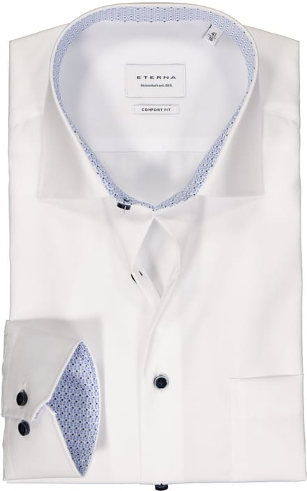 ETERNA comfort fit overhemd - popeline - wit (contrast) - Strijkvrij - Boordmaat: 41