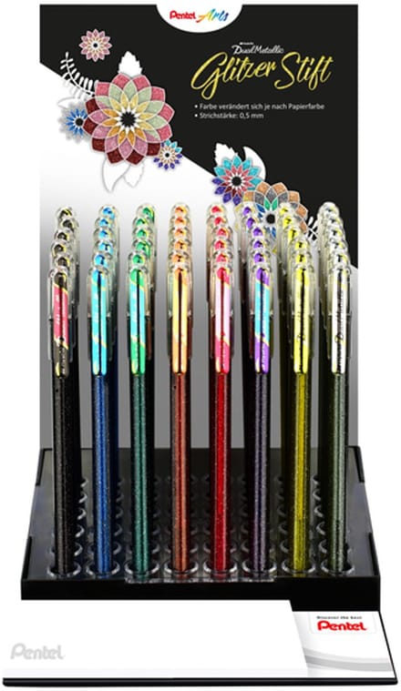 Gelschrijver Pentel K110 Dual medium metallic assorti 8 kleuren | 48 stuks