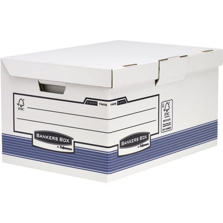Archiefdoos Bankers Box System fold flip top maxi wit blauw