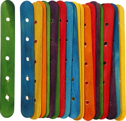 Constructiestokjes, L: 15 cm, B: 1,8 cm, gatgrootte 4 mm, diverse kleuren, 20 div
