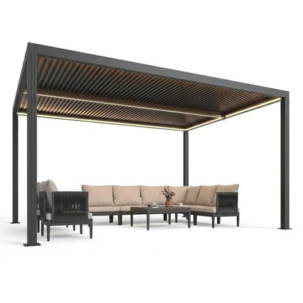 PURPLE LEAF - Pergola met lamellendak - Aluminium - Met LED-verlichting - 0-90° Verstelbaar