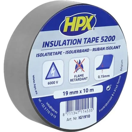 PVC isolatietape - grijs 19mm x 10m
