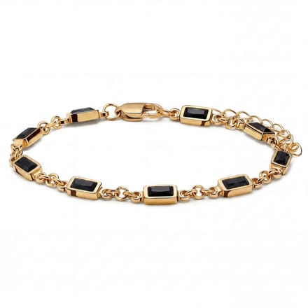Prism | Vergulde armband met zwarte stenen van kristalglas