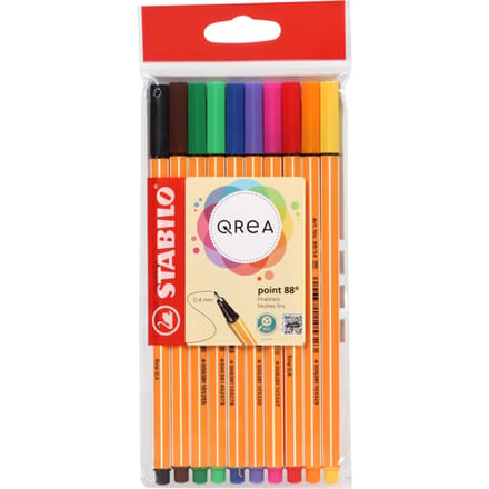 Fineliner STABILO Point 88/10 Qrea Edition fijn assorti 10 stuks