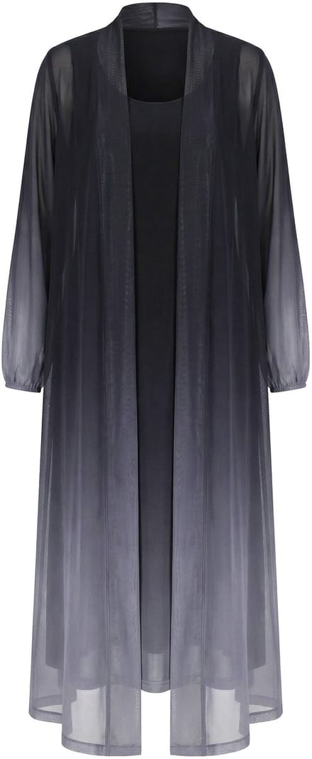 MIAMODA - Dames - Jas rechte pasvorm mesh met kleurverloop - Zwart - Maat 48