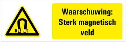 Tekststicker waarschuwing magnetisch veld, W006 400 x 150 mm