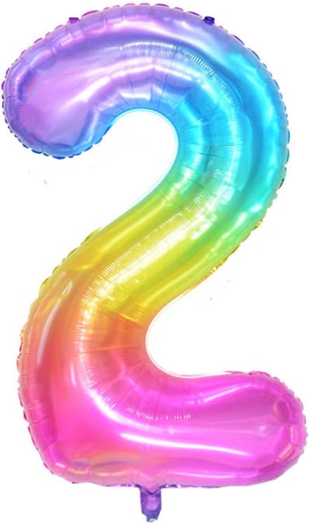 DW4Trading Regenboog Cijfer Ballon 2 - Feestversiering - Decoratie - Helium Ballon - 100 cm