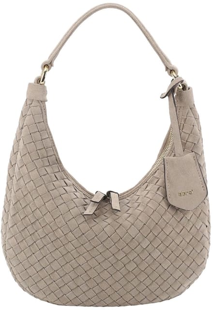 abro schoudertas Leather Suede Weaving Hobo Bag Nana Mini Siena Taupe