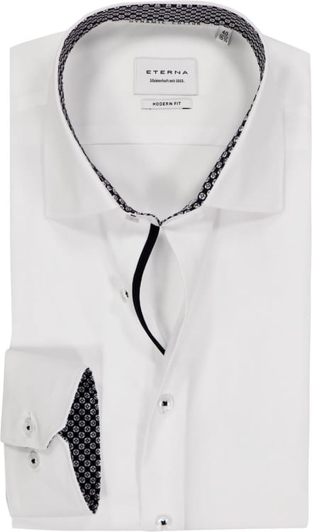 ETERNA modern fit overhemd - popeline - wit - Strijkvrij - Boordmaat: 46