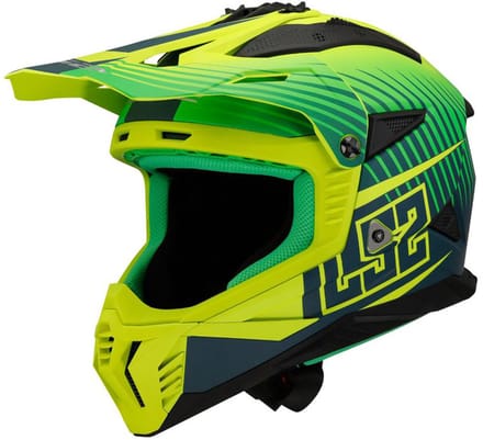 LS2 MX708 Fast II Duck M.H-V Groen H-V Geel Offroad Helm - Helm