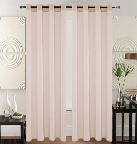 Kant en Klaar Vitrage Gordijn - Met Ringen - 140x240 cm - Beige Roze