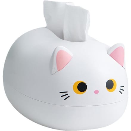 Cartoon Kat Tissuebox Desktop Papieren Servetten Opbergdoos Papiercontainer Huisdecoratie wit