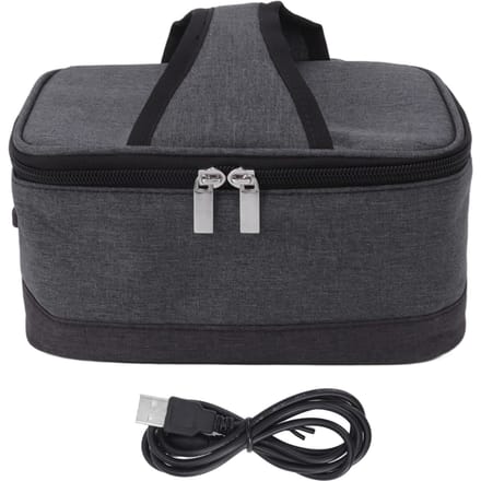 Boîte à lunch électrique portable, chauffe-aliments, sac isolant à chauffage constant USB, sac à lunch chauffant gris clair