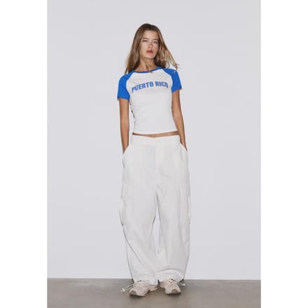 Stradivarius T-shirt met korte mouw en print  Ecru M