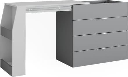 Vicco Knutseltafel Iva, Grijs, 98.5-167.5 x 80 x 47 cm uitklapbaar, 4 laden